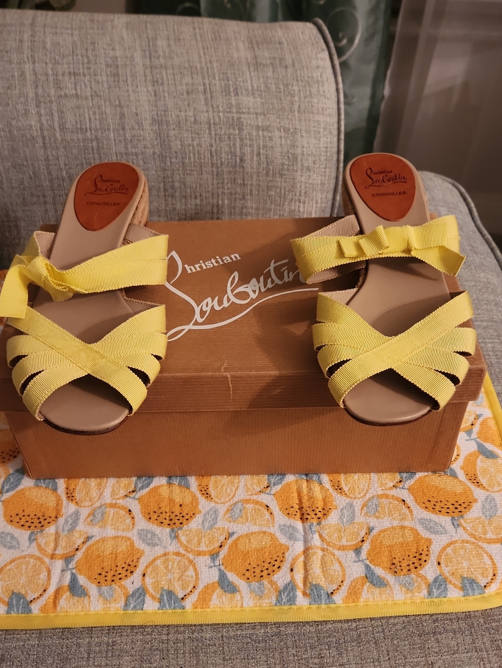 Christian Louboutin Yellow Ribbon Slide Espadrilles